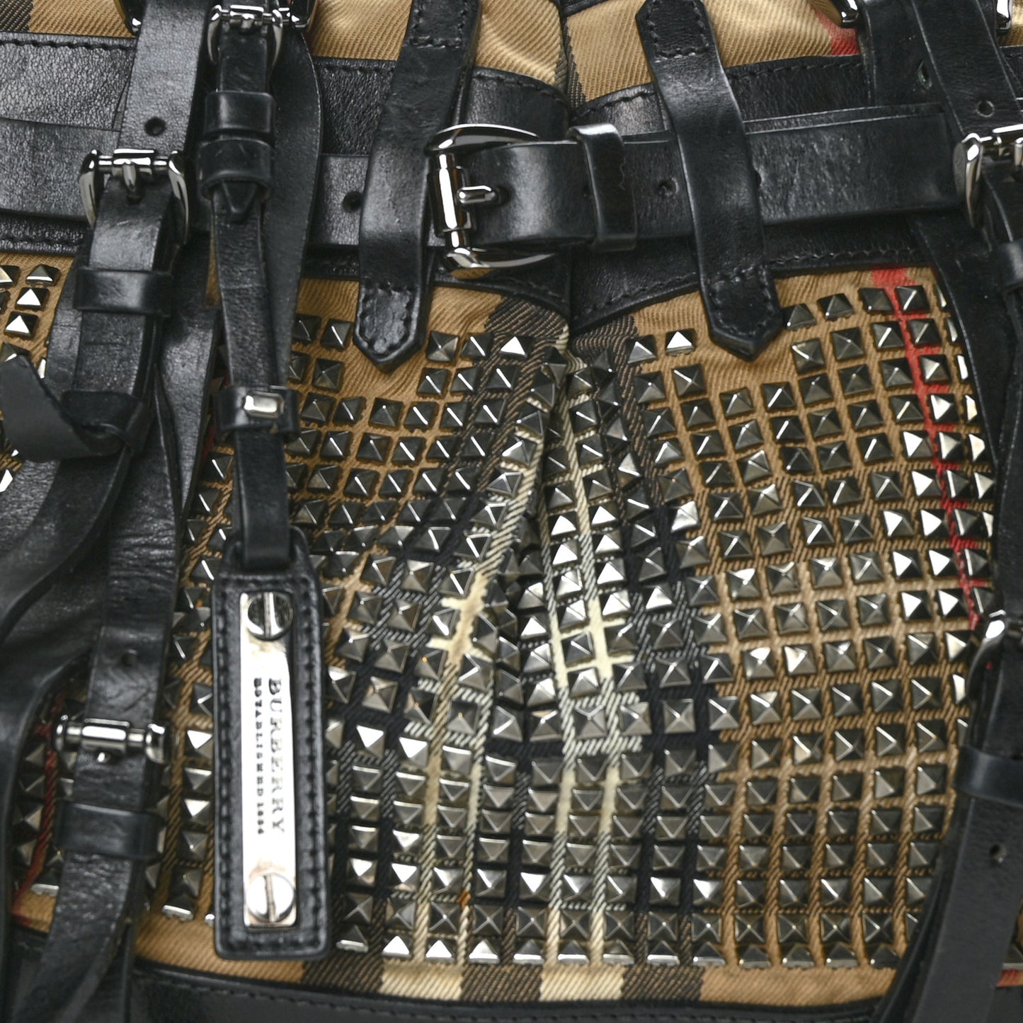 Calfskin House Check Studded Rowan Black