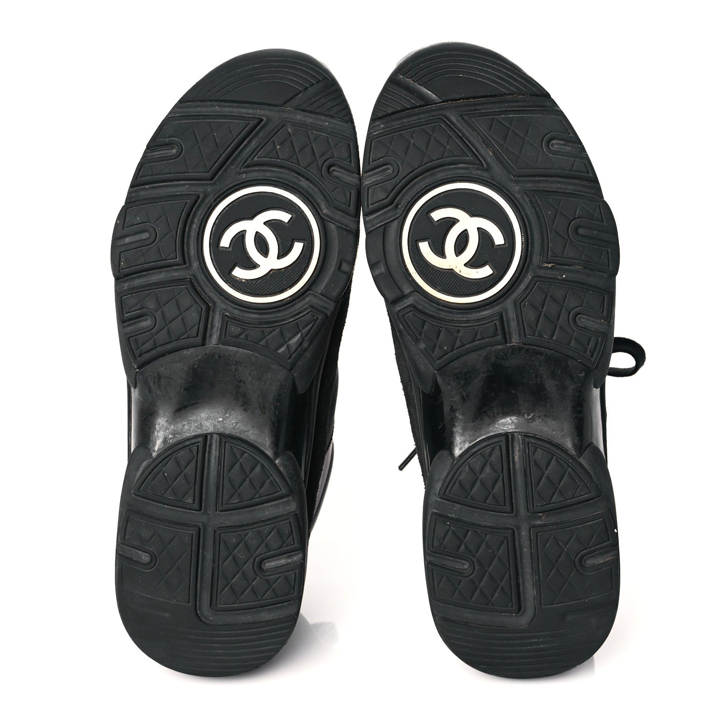 Fabric Calfskin Suede CC Sneakers 38 Black