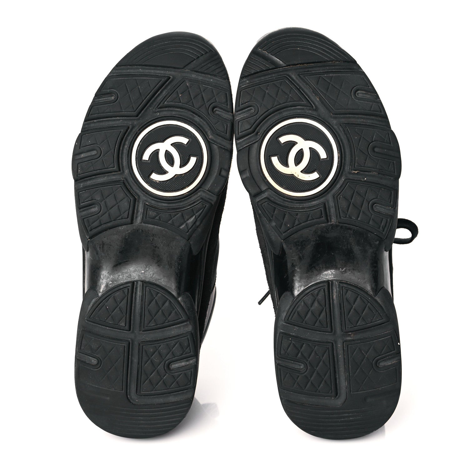 Chanel Fabric Calfskin Suede CC Sneakers 38 Black 5 of 14