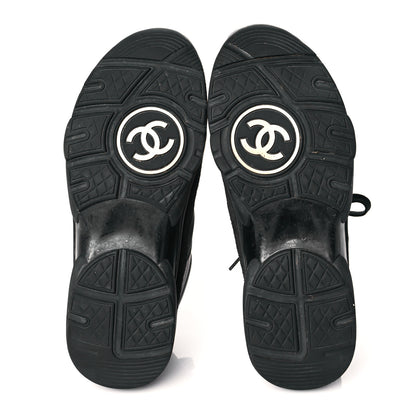 Chanel Fabric Calfskin Suede CC Sneakers 38 Black 5 of 14