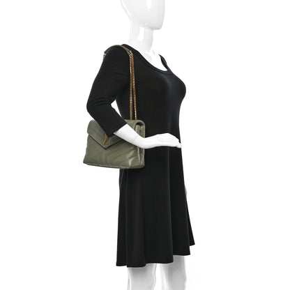 Saint Laurent Calfskin Y Quilted Monogram Small Loulou Chain Satchel Light Sage 2 of 8