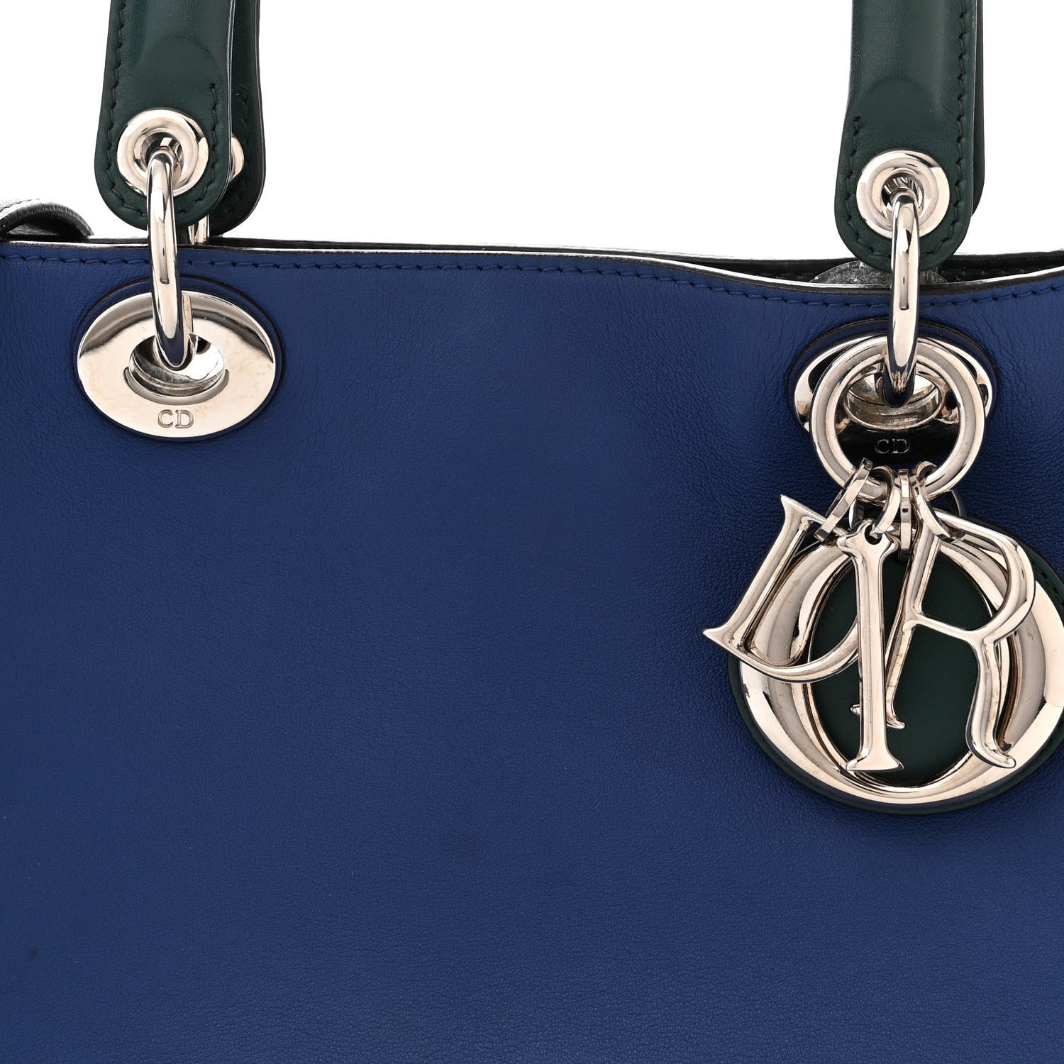 Christian Dior Smooth Calfskin Medium Tri-Color Diorissimo Bag Navy Green 7 of 9