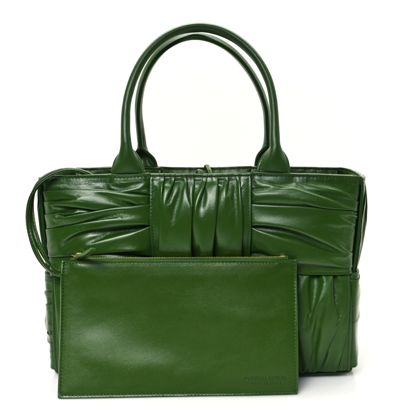 Foulard Intrecciato Pleated Medium Arco Tote Avocado