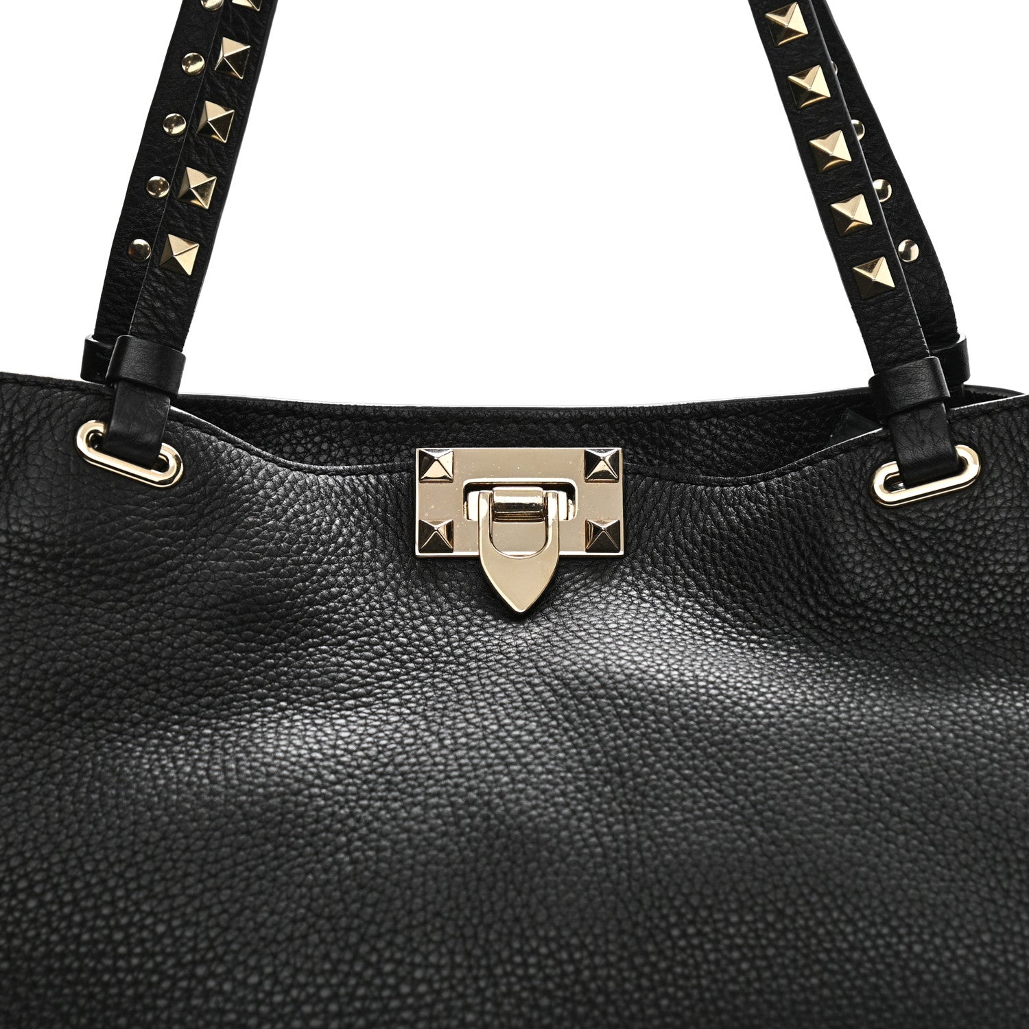 Valentino Garavani Pebbled Calfskin Medium Rockstud Tote Black 8 of 14