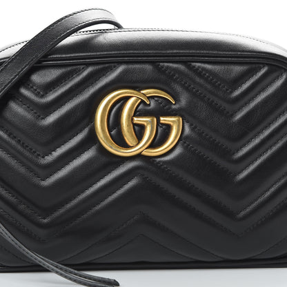 Gucci Calfskin Matelasse Small GG Marmont Chain Shoulder Bag Black 8 of 11