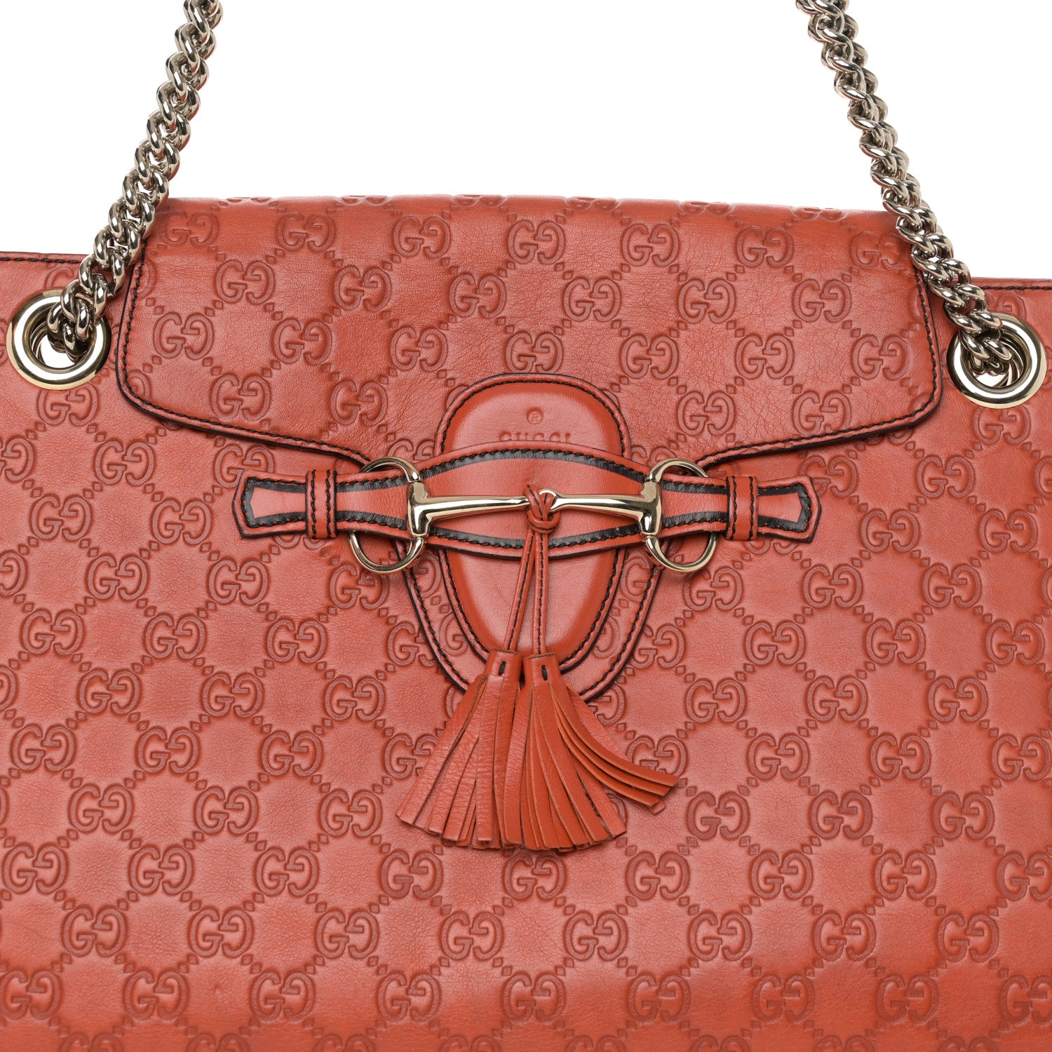 Gucci Guccissima Large Emily Chain Shoulder Bag Sun Orange 8 of 14