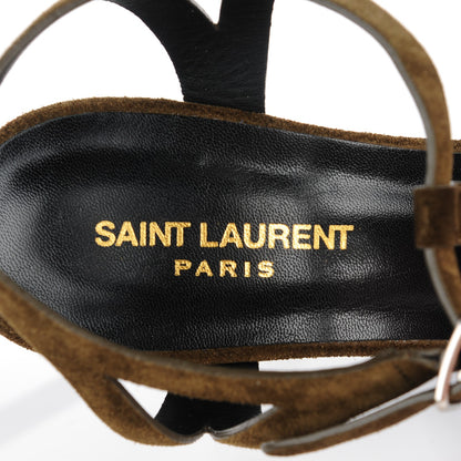 Saint Laurent Suede Bianca 105 Platform Sandals 42 Sage 8 of 9