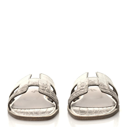 Hermes Matte Niloticus Crocodile Himalaya Oran Sandals 36 Blanc 2 of 9