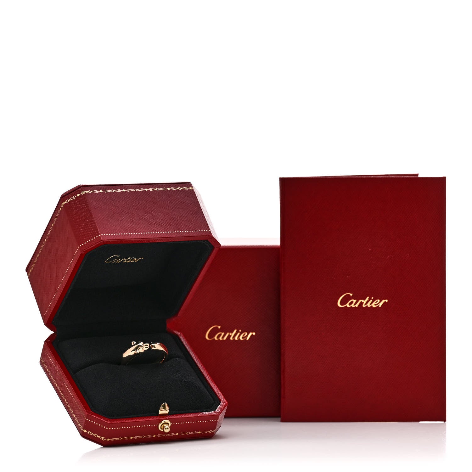 Cartier 18K Yellow Gold Tsavorite Onyx 7mm Panthere De Cartier Ring 60 9 6 of 6