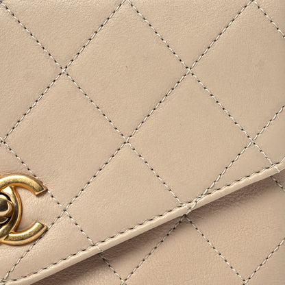Chanel Calfskin Quilted Metal Small Top Handle Envelope Flap Beige 10 of 16