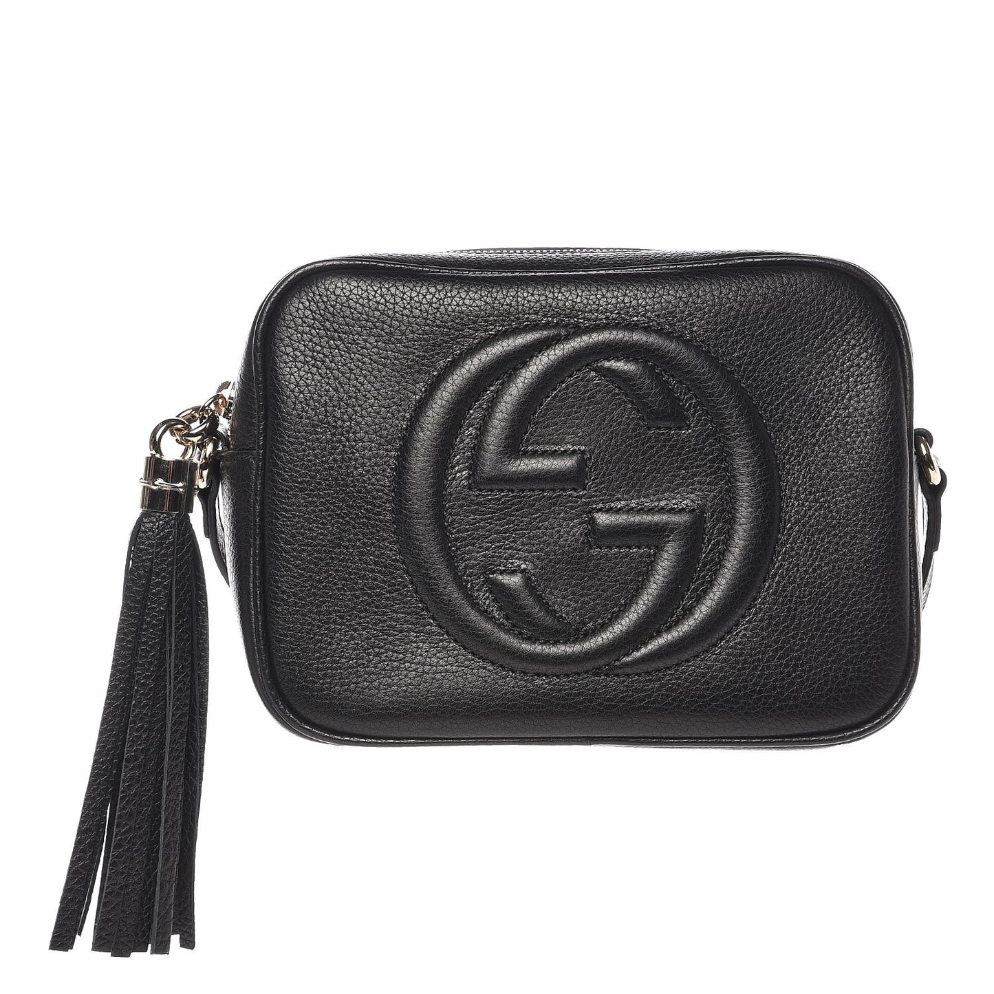 Pebbled Calfskin Small Soho Disco Bag Black