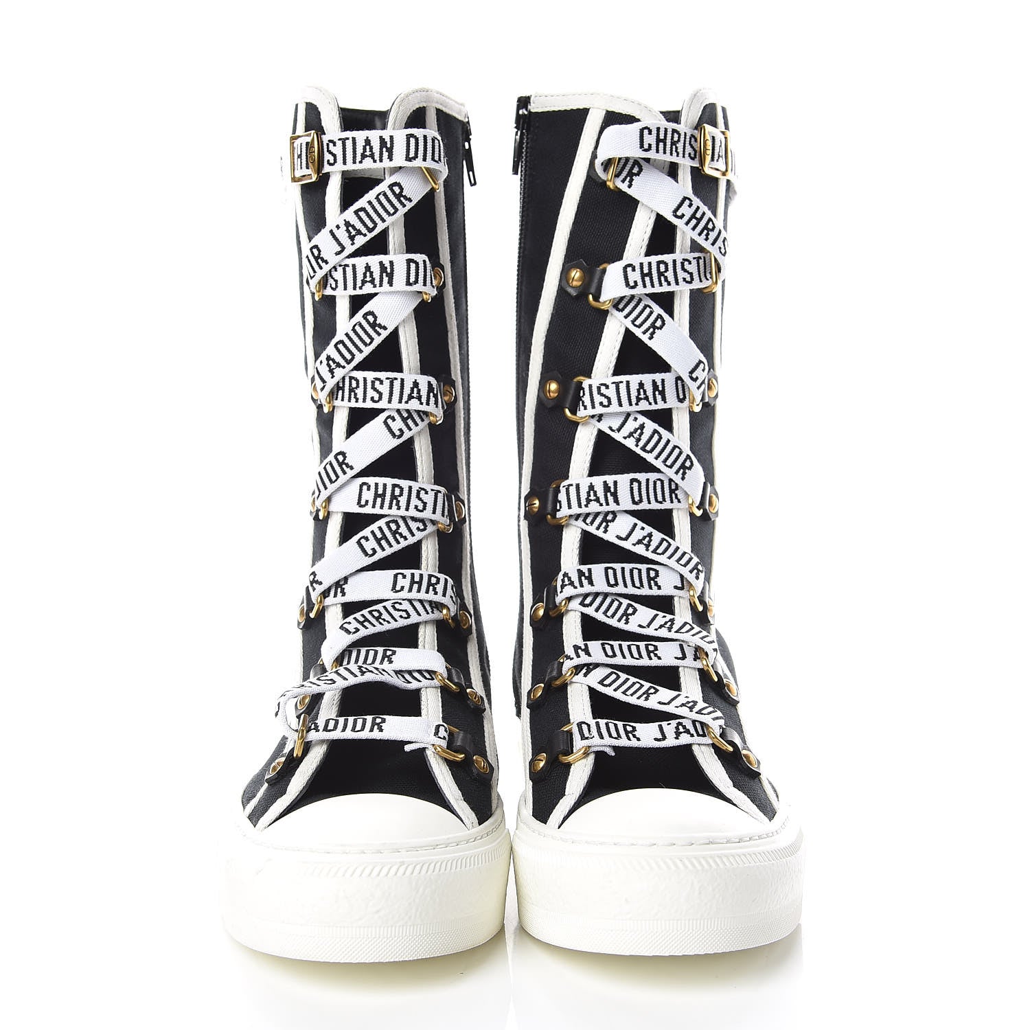 Christian Dior Canvas Walk'n Dior Sneakers Boots 36.5 Black White 2 of 8