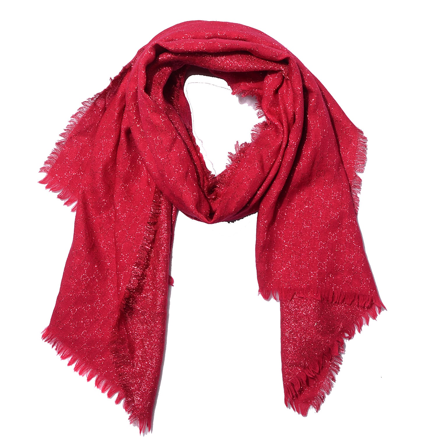 Gucci Silk Wool Shimmer Monogram Scarf Magenta 1 of 6