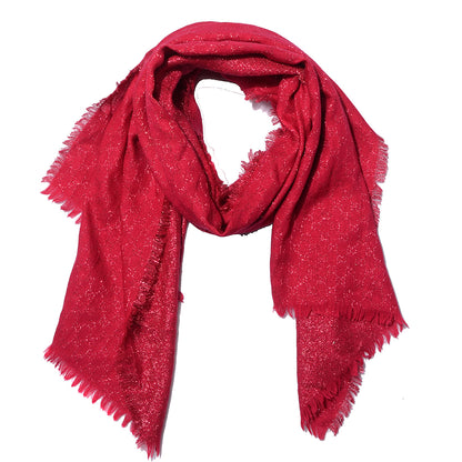 Gucci Silk Wool Shimmer Monogram Scarf Magenta 1 of 6