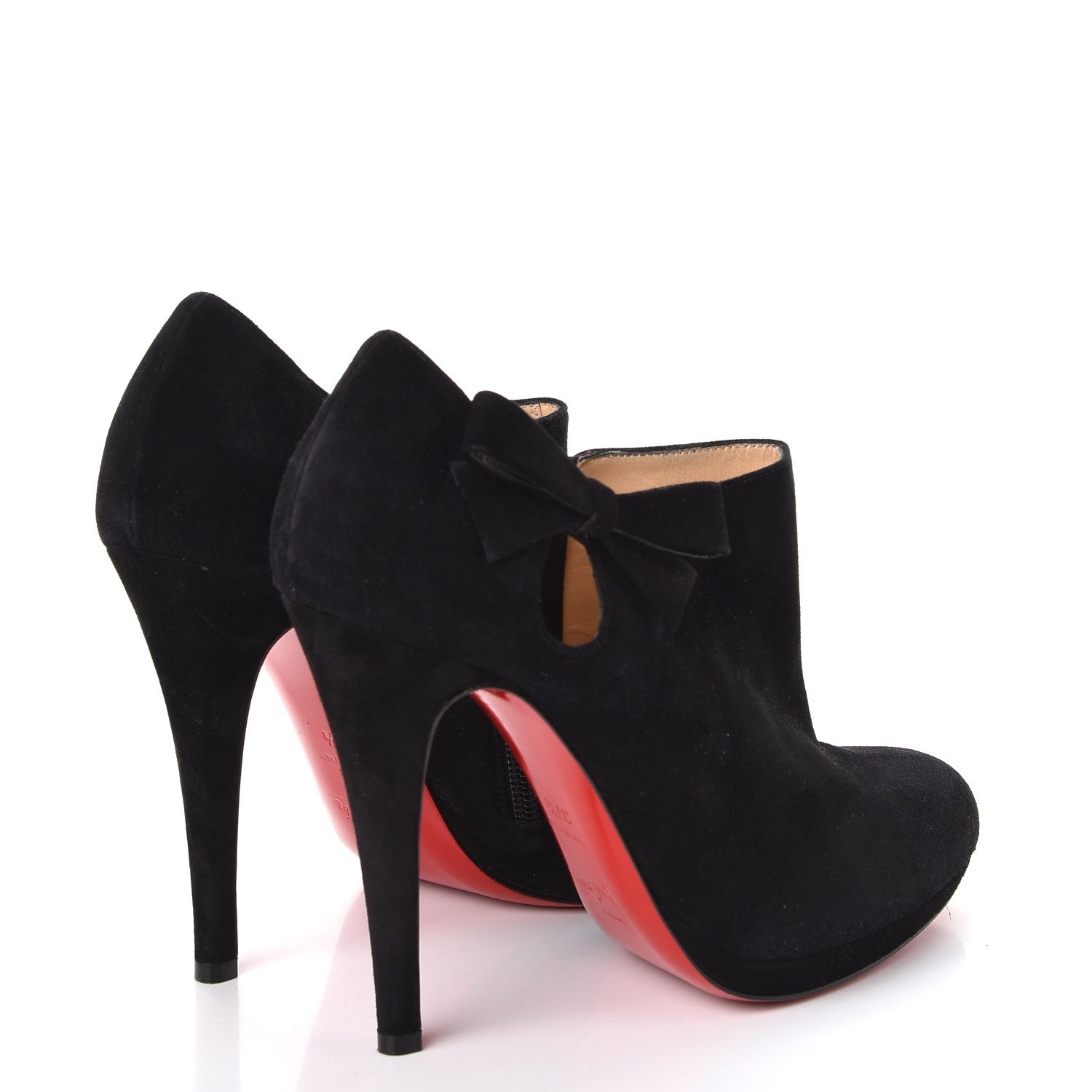 Christian Louboutin Suede Bow 100 Booties 37.5 Black 4 of 9