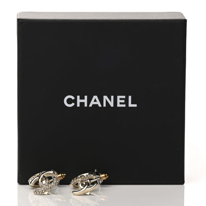 Chanel Crystal Bead CC Hoop Drop Earrings Light Gold 5 of 5