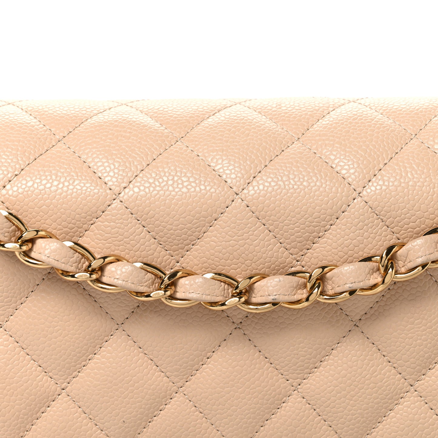 Caviar Quilted Jumbo Double Flap Beige