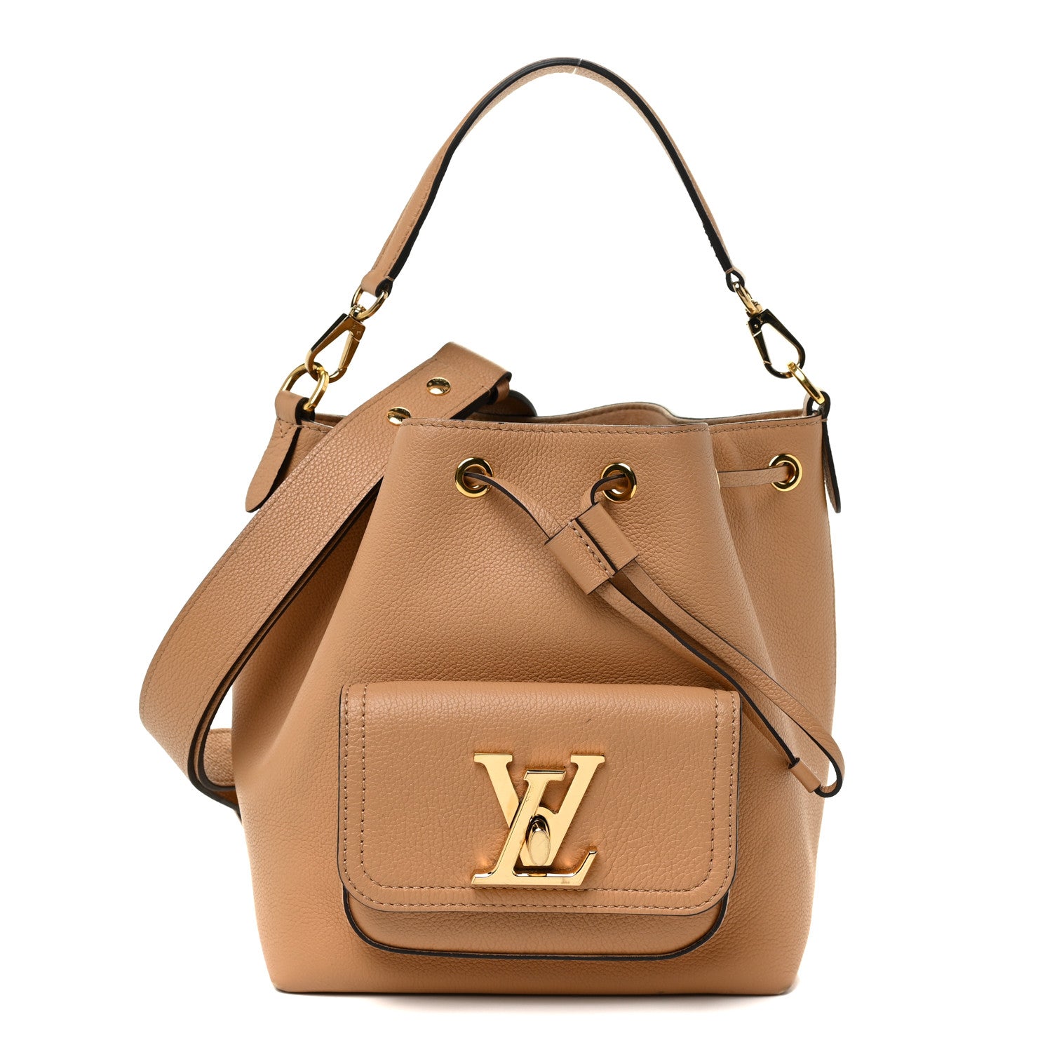 Louis Vuitton Calfskin Lockme Bucket MM Arizona Beige 1 of 27