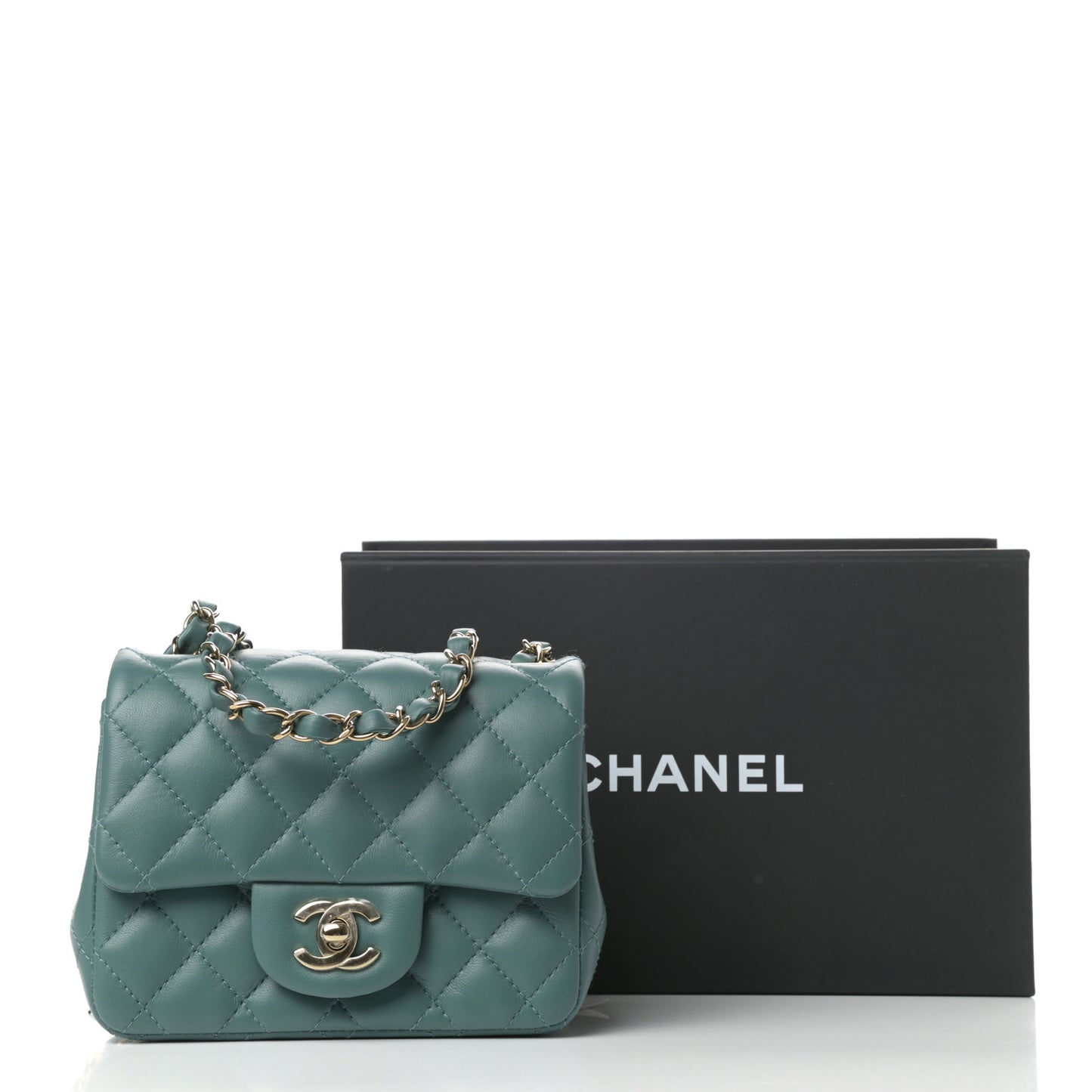 Lambskin Quilted Mini Square Flap Green