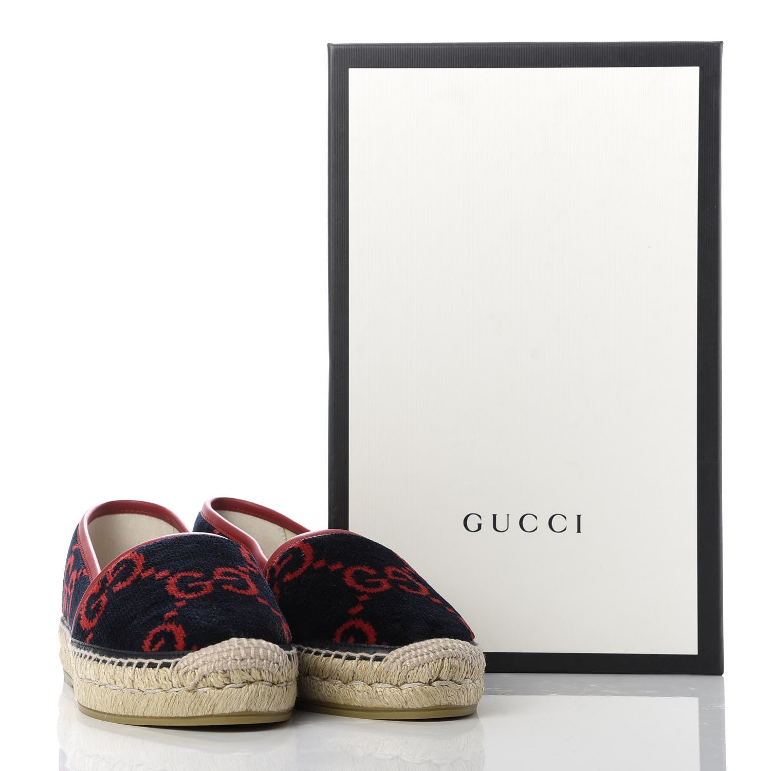 Gucci Terry Cloth GG Monogram Espadrilles 37 Blue Red 10 of 10