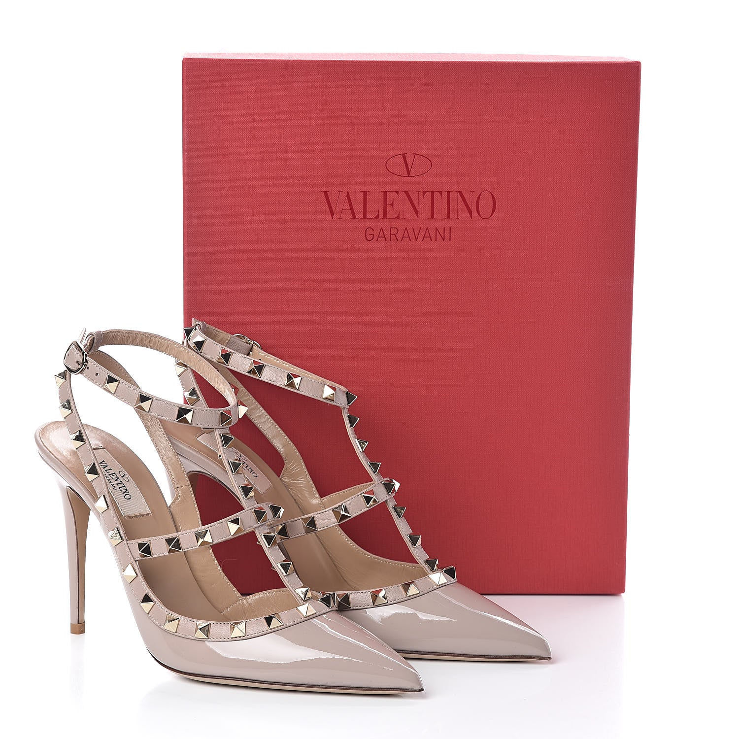 Valentino Garavani Patent Rockstud Ankle Strap Pumps 40 Poudre 8 of 8