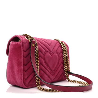 Gucci Velvet Matelasse Small GG Marmont Shoulder Bag Light Raspberry Rose 3 of 8