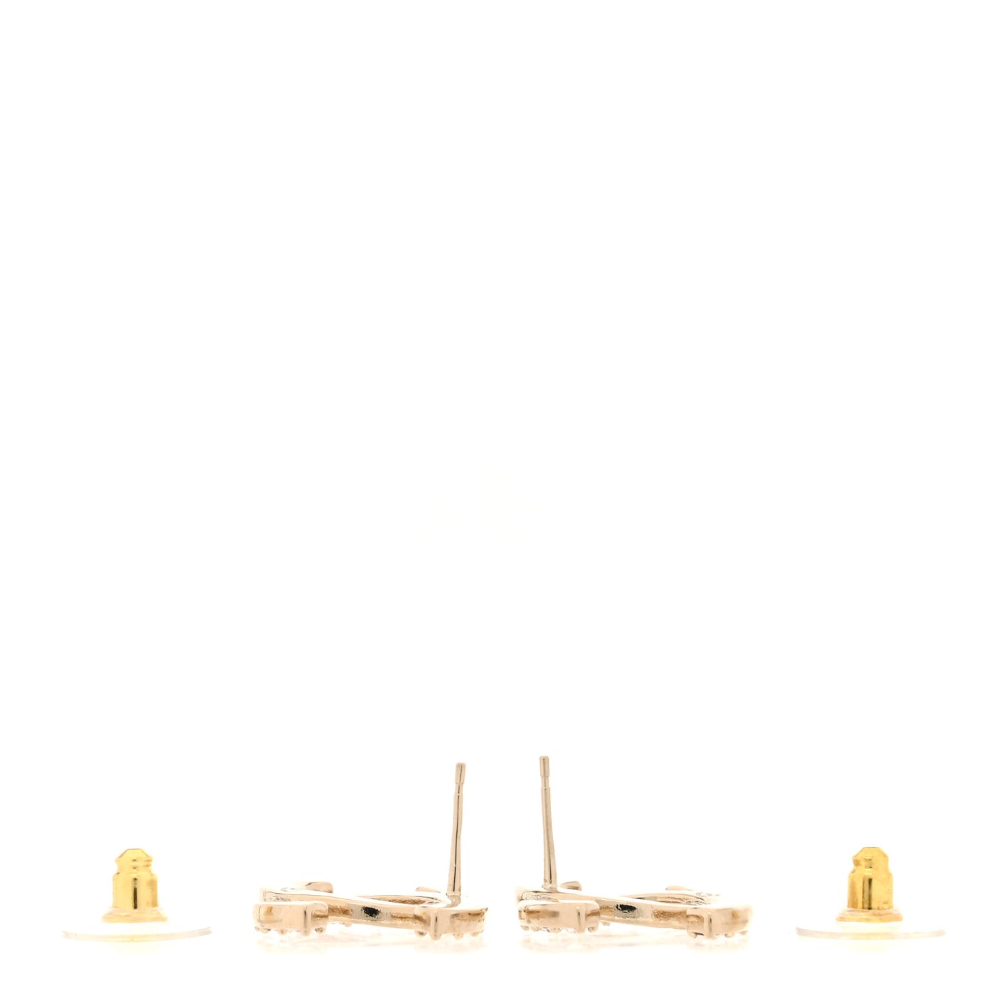 Textured Metal Crystal CC Earrings Gold