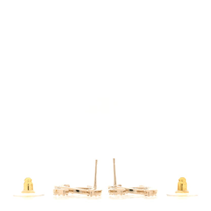Chanel Textured Metal Crystal CC Earrings Gold 3 of 6
