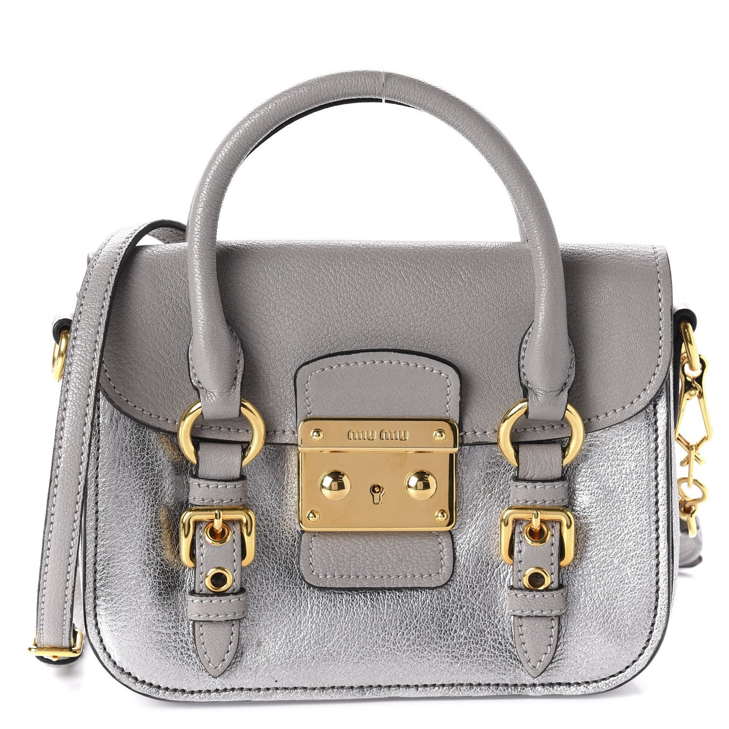 Metallic Goatskin Madras Crossbody Bag Chrome