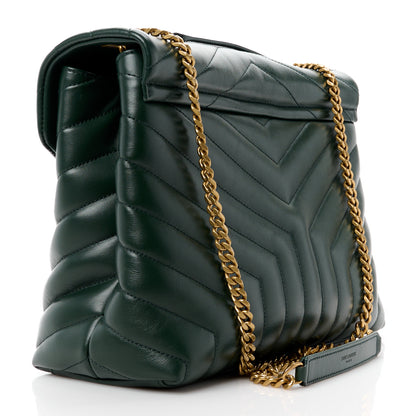 Saint Laurent Calfskin Y Quilted Monogram Medium Loulou Chain Satchel Olive 3 of 11