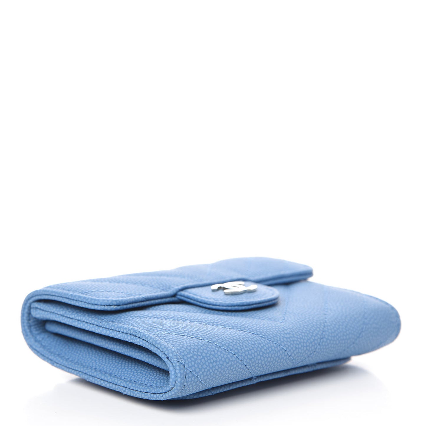 Caviar Chevron Quilted Card Holder Blue