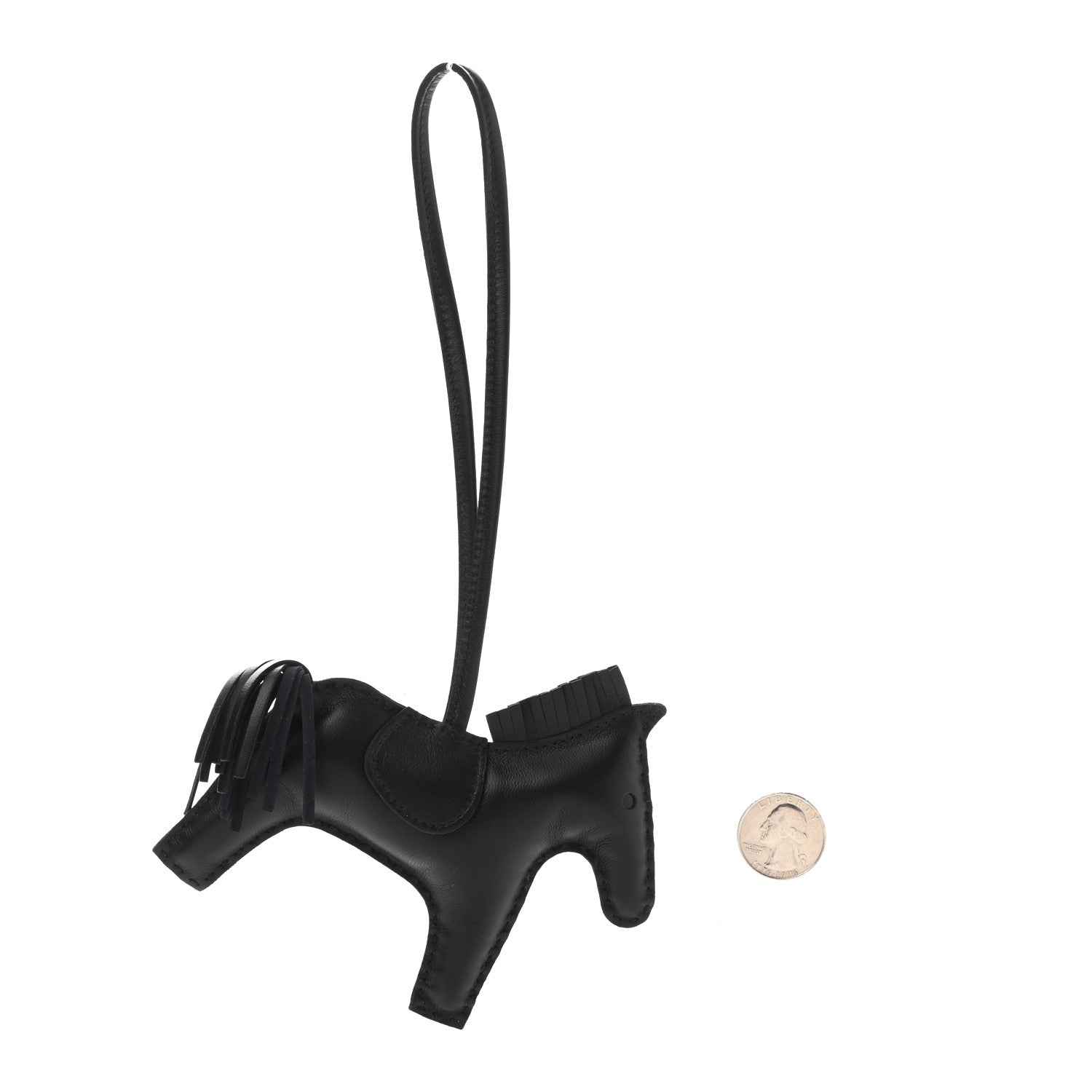 Hermes Milo Lambskin Grigri Rodeo Horse Bag Charm MM So Black 2 of 4