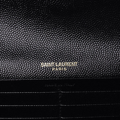 Saint Laurent Grain De Poudre Matelasse Chevron Monogram Flap Wallet Black 6 of 7