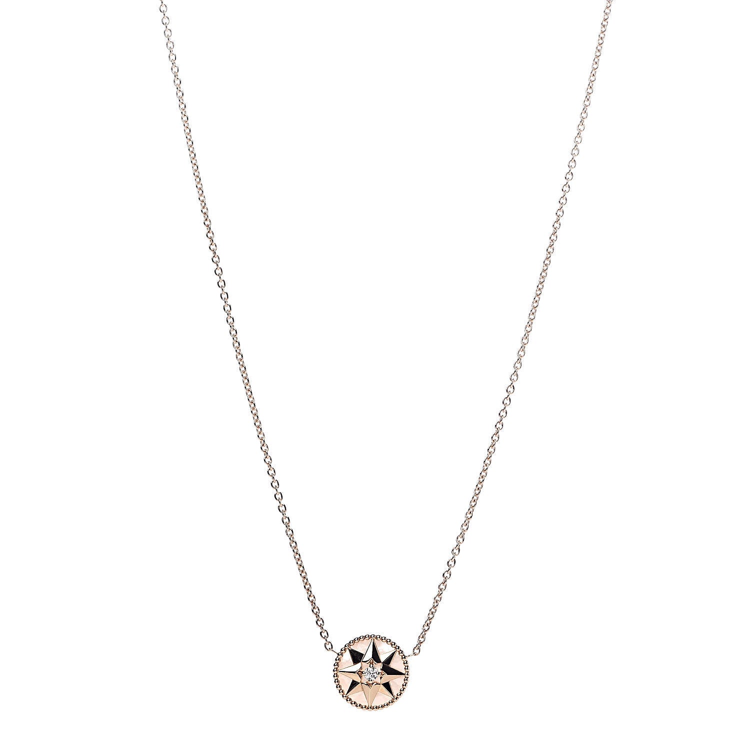 Christian Dior 18K Yellow Gold Diamond Mother of Pearl Rose Des Vents Necklace 1 of 8