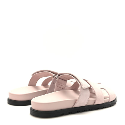 Hermes Suede Goatskin Womens Chypre Sandals 37 Rose Porcelaine 4 of 9