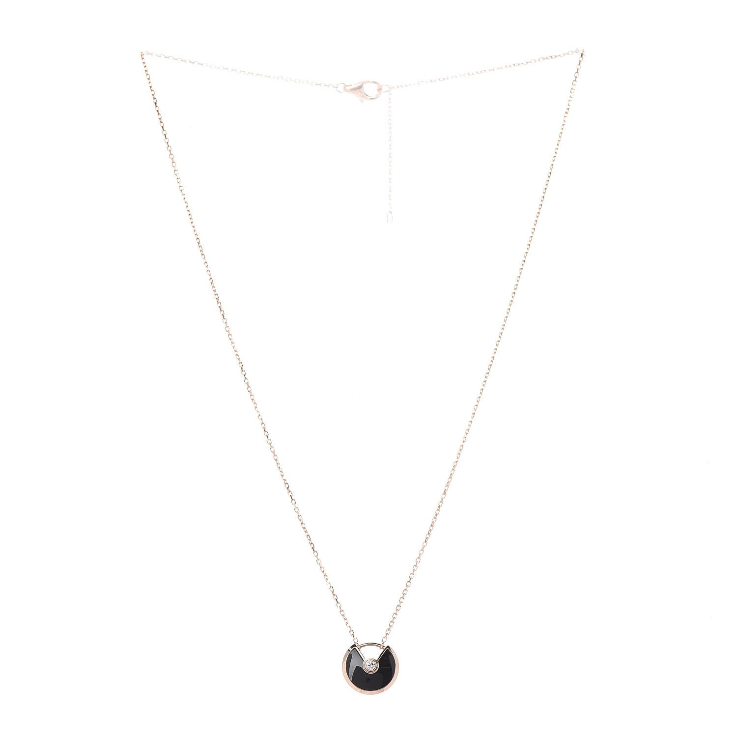 Cartier 18K Pink Gold Diamond Black Onyx XS Amulette de Cartier Pendant Necklace 3 of 7