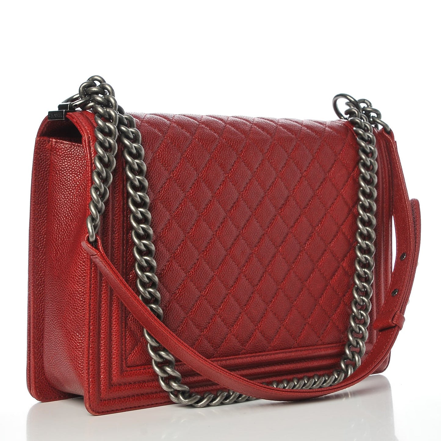 Caviar Quilted Large Boy Flap Dark Red