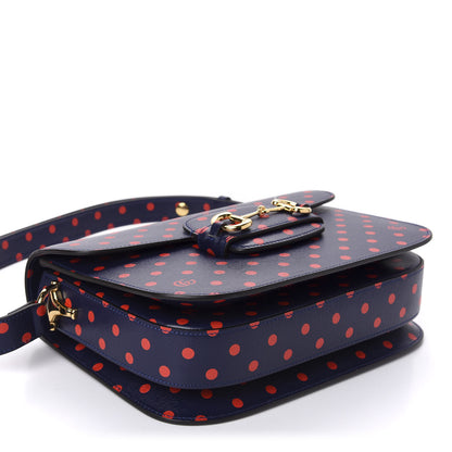 Gucci Shangai Calfskin Polka Dot Horsebit 1955 Shoulder Bag Blue Orange 4 of 10