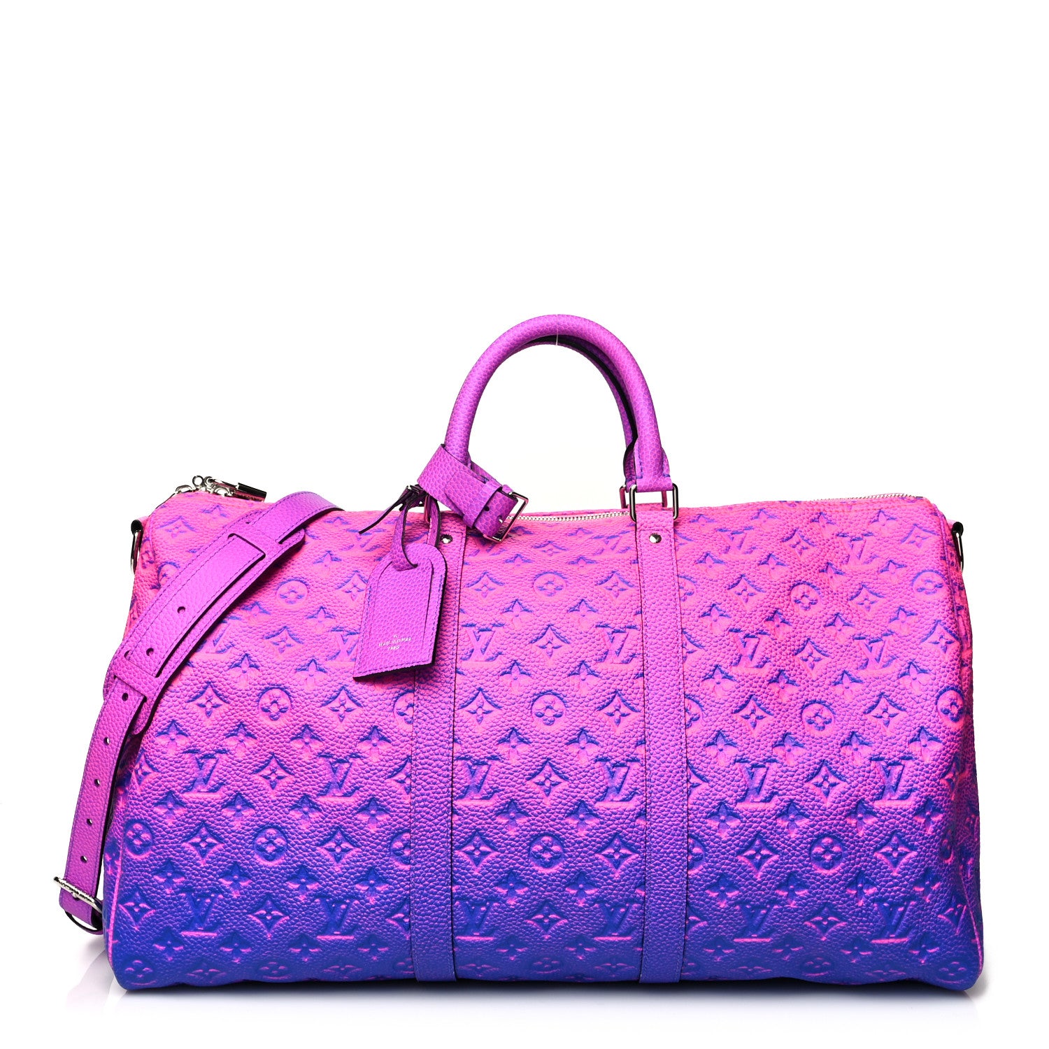 Louis Vuitton Taurillon Illusion Keepall Bandouliere 50 Bleu Rose 1 of 11