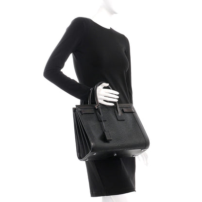 Saint Laurent Python Calfskin Embossed Small Sac de Jour Black 3 of 12