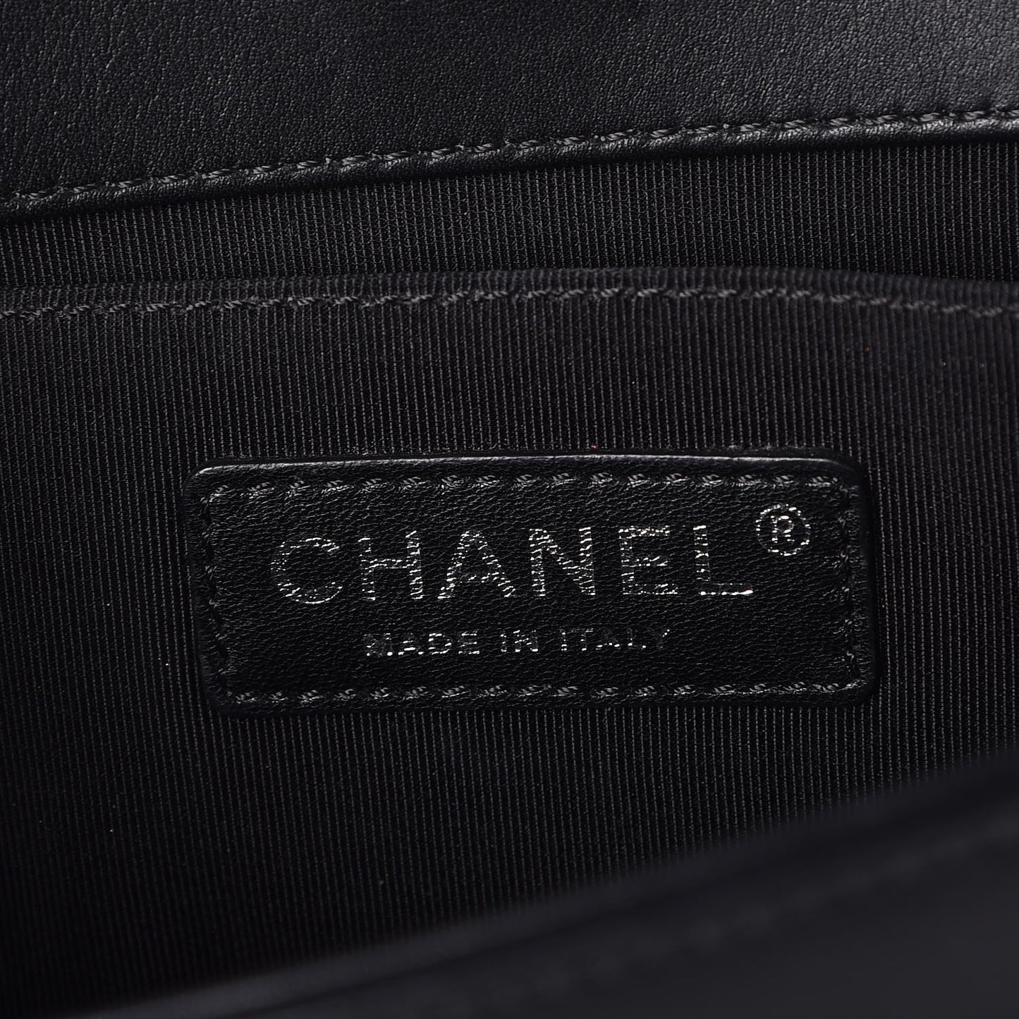 Calfskin Chevron Quilted Medium Chain Boy Flap Black