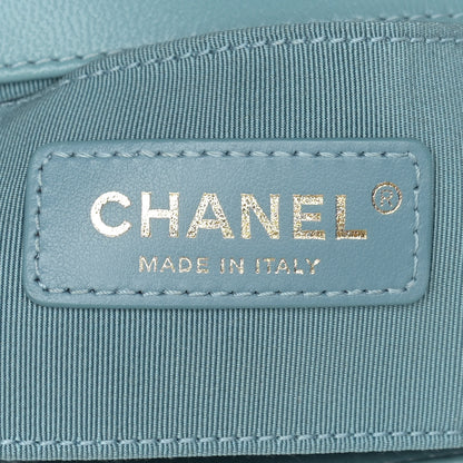 Chanel Lambskin Chevron Quilted Gold Top Handle Flap Bag Blue 6 of 9