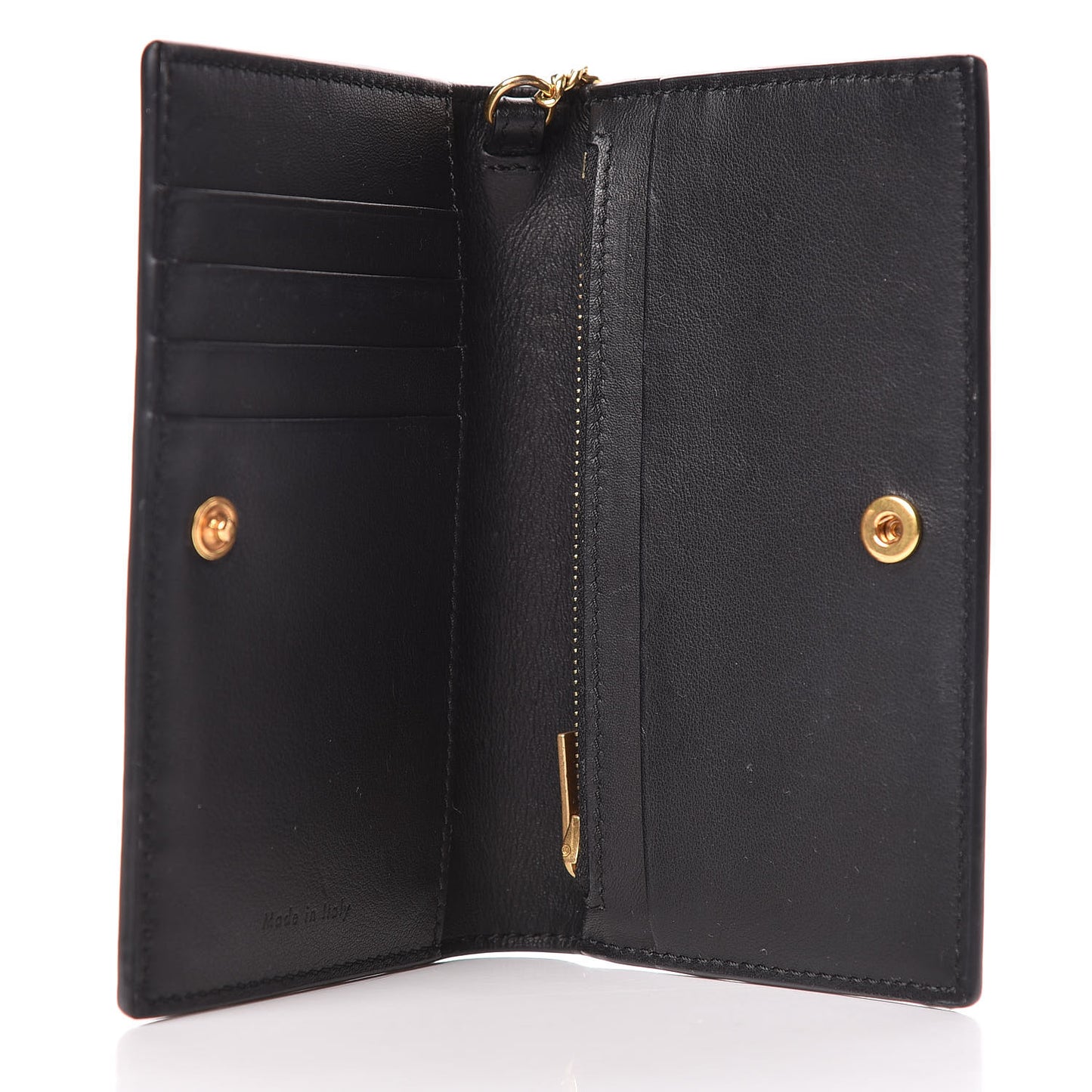 Smooth Lambskin Metallic Frame Coin Card Purse Black Gold