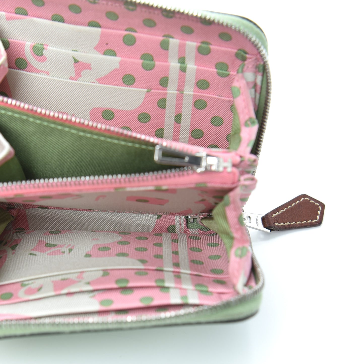 Epsom Silk'In Compact Wallet Vert Criquet
