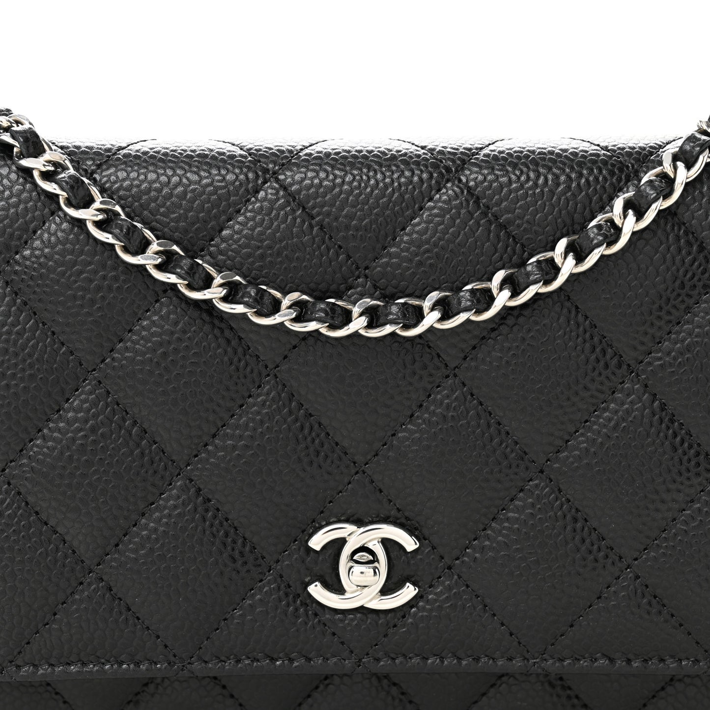Caviar Quilted CC Turnlock Wallet On Chain WOC Black