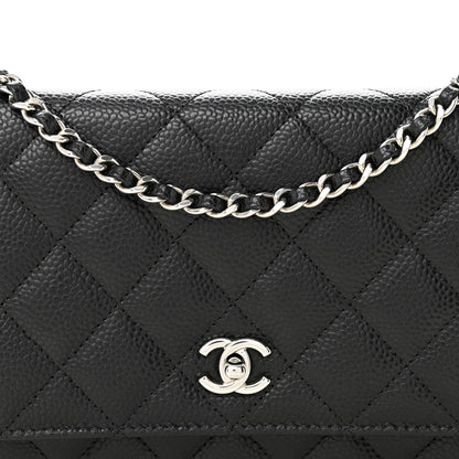 Chanel Caviar Quilted CC Turnlock Wallet On Chain WOC Black 9 of 12