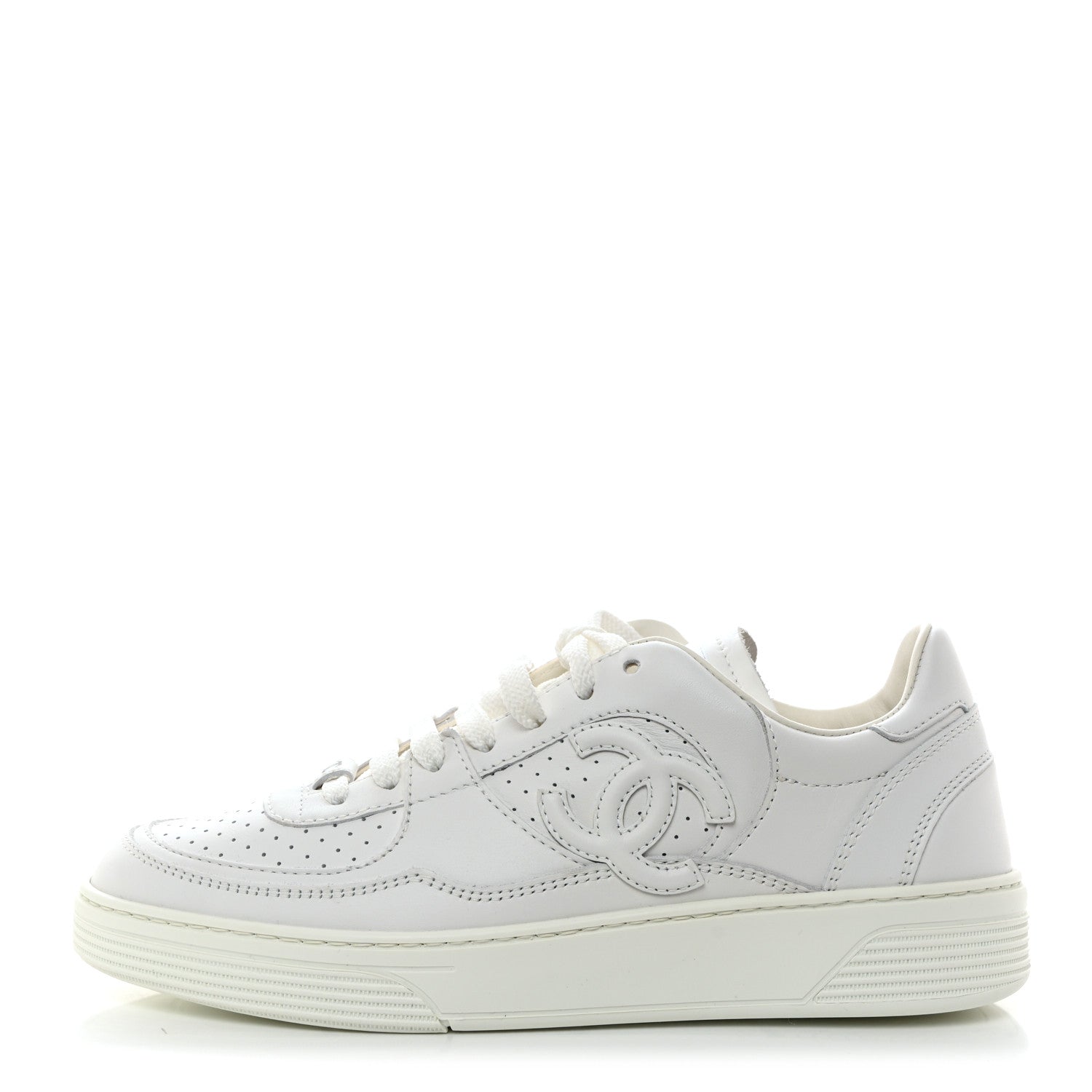 Chanel Calfskin CC Womens Sneakers 37 White 1 of 10