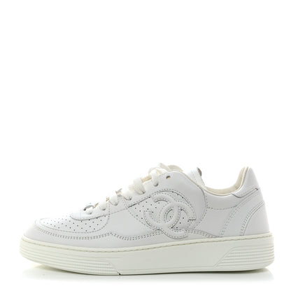Chanel Calfskin CC Womens Sneakers 37 White 1 of 10