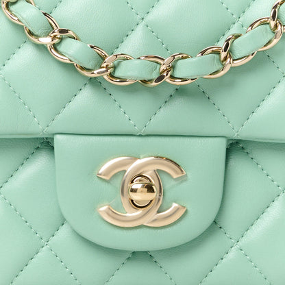 Chanel Lambskin Quilted Mini Rectangular Flap Light Green 9 of 11