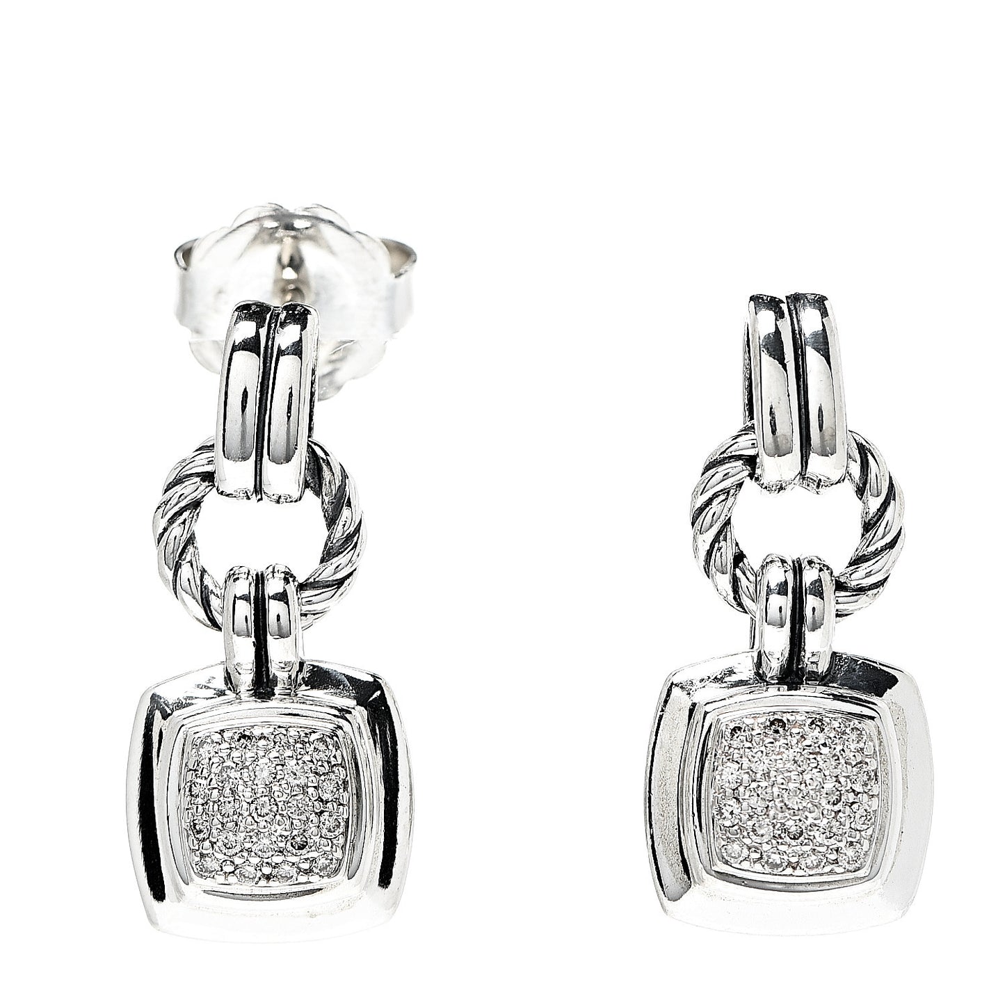 Sterling Silver Diamond Petite Albion Drop Earrings